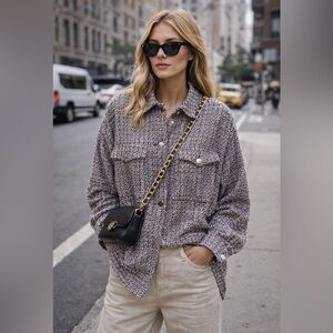 Paris Tweed Shacket Oversized Chic Jacket Small Oversized